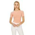Kadın Kısa Kollu Kaşkorse Alttan Çıtçıtlı Body Pembe M