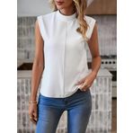 Kadın Kısa Reglan Kollu Yarı Balıkçı Yaka Ithal Krep Bluz