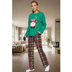 Kadın Kışlık %100 Pamuklu Pijama Takımı Rahat Yılbaşı Baskısı Konforlu Kesim Ve Şık