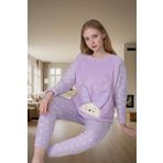 Kadın Kışlık Kalpli Polar Pijama Takımı Rahat Uyku Seti 3lü Profesyonel Görünüm Özel Tasarım