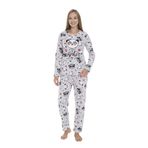 Kadın Kışlık Panda Desenli Fitilli Polar Pijama Takımı Beyaz M