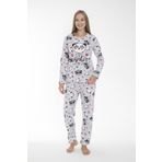 Kadın Kışlık Panda Desenli Fitilli Polar Pijama Takımı Beyaz XL