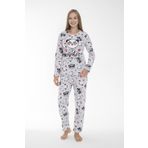 Kadın Kışlık Panda Desenli Fitilli Polar Pijama Takımı Beyaz