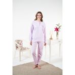 Kadın Kışlık Patlı Desenli Penye Lycra Pijama Takımı - Yeşil