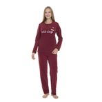 Kadın Kışlık Puantiyeli Fitilli Polar Pijama Takımı Bordo L