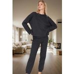 Kadın Kışlık Waffle Kumaş Pijama Takımı Regular Kalıp Pamuklu 2'li Set Konforlu Kesim