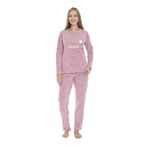 Kadın Kışlık Yıldız Desenli Fitilli Polar Pijama Takımı Pembe L