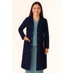 Kadın Klasik Yaka Alpaka Kumaş Slim Fit Önlük, Doktor, Öğretmen, Hemşire, Stajyer, Çalışma Önlüğü, Lacivert, 40