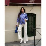 Kadın Kol ve Yaka Vintage Detaylı Gömlek - İndigo - XL