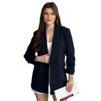 Kadın Kolu Büzgülü Vatkalı Blazer Ceket Şal Yaka Casual Ceket (Lacivert, XL)