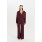 Kadın Kolu ve Beli Lastikli Çift Cepli Bordo Ceket NAAR91624-BORDO - 40