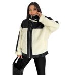 Kadın Kontrast Panelli Peluş Mont – Polar Edge, beyaz, s