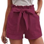 Kadın koşu pantolonu yazlık kısa pantolon moda bol günlük pantolon fırfırlı kumaş pantolon iş pantolonu hafif rahat şort pamuklu pantolon şık spor pantolonu antrenman pantolonu lastikli, Lila-b, XXL