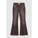 Kadın Kot Kahve 4s6-16 SWL Mid Rise Flare Fit Kemer Detaylı Esnek Kumaş Denim Jean
