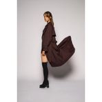 Kadın Koyu Bordo Pileli Oversize Trençkot - L - XL