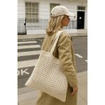 Kadın Krem Crochet Edition Örgü Tote Omuz Çantası