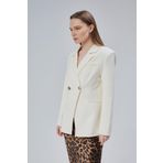 Kadın Kruvaze Kapama Oversize Blazer Ceket Ekru XL
