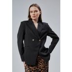 Kadın Kruvaze Kapama Oversize Blazer Ceket Siyah XL