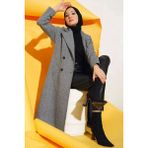 Kadın Kruvaze Kaşe Kaban Siyah - 38