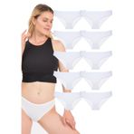 Kadın Külot, Slip Külot 10'lu Paket, Yumuşak Pamuklu Kumaş, Esnek%100 Rahat Külot, Beyaz, S