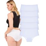 Kadın Külot, Yüksek Bel Külot, 5li Paket, Beyaz, 3XL