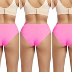 Kadın Külot%100 Pamuklu Yüksek Bel Likrali Hipster Külot (3'Lü Pembe, 2XL/3XL)
