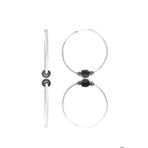 Kadın Küpe Siyah Boncuklu Halka 925 Ayar Gümüş