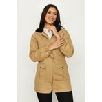 Kadın Kürk Kapüşonlu Çıtçıt Kapamalı Parka Brown Kahverengi 40
