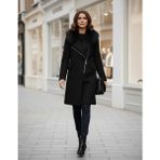 Kadın Kürklü Kaşe Kışlık Siyah Kaban - XS - Renkli