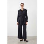 Kadın Kuşaklı Gömlek Yaka Tunik Pantolon Takım – 14468TKS - BLACK
