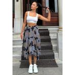 Kadın Laci & Ekru Desenli, Asimetrik Kesim, Hareketli, Rahat Moda Etek - 36
