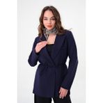 Kadın Lacivert Bel Bağlamalı Blazer Ceket - 34
