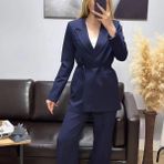 Kadın Lacivert Blazer Ceket Pantolon Takım - 40