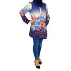 Kadın Lacivert Çiçekli Tunik Akr303