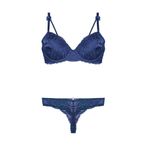 Kadın Lacivert Destekli Dantel Detaylı Sütyen String Külot Takım, 75B, HW4430NT-89D0018319911