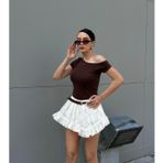 Kadın Lacivert Kayık Yaka Pamuk Kumaş Kısa Kollu Body 29129