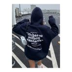 Kadın Lacivert Oversize Life Has Baskılı Kapüşonlu Sweatshirt Hoodie