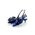 Kadın Lacivert Saten Orta Topuk Stiletto Fiyonklu Yeni Sezon HK1091 Lacivert 38