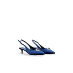 Kadın Lacivert Saten Orta Topuk Stiletto Tokalı Yeni Sezon HK1095 Lacivert 39