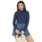 Kadın Lacivert Yarım Balıkçı Yaka Bluz - 10673 Lacivert XL