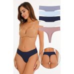 Kadın Lazer Kesim Tanga Külot 5'li Paket Set KTS3077 - Karışık