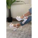 Kadın Lenisi Beyaz Tek Bantlı (12 cm ) Platform Topuklu Ayakkabı 1010