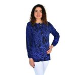 Kadın Leopar Desen Baskılı Viscon Bluz BGL-ST04287 SAKS MAVİ M
