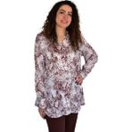 Kadın Leopar Desen Şifon Gömlek BGL-ST04235 - Kahverengi - 46