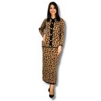 Kadın Leopar Desenli Etek Hırka Triko Takım (Taba)
