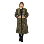 Kadın Leopar Desenli Uzun Kaşe Kaban BGL-ST04064 HAKİ M