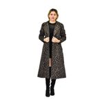 Kadın Leopar Desenli Uzun Kaşe Kaban BGL-ST04114 ANTRASİT 38