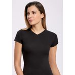 Kadın Likralı V Yaka Kadın T-Shirt 3 Adet Siyah