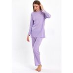 Kadın Lila Kadın Fitilli Raporlu & Eşofman, Gündelik Ev Giyim Pijama Takımı