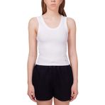 Kadın Logolu Yuvarlak Yaka Crop Beyaz Bluz WW0WW41201-YCF
